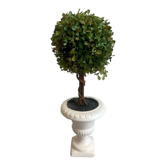 Nearly Natural Braided Topiary Tree in White Urn Indoor/Outdoor Artificial Tree - Picture 4 of 5